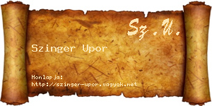 Szinger Upor névjegykártya